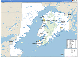 Kenai PeninsulaBorough (County), AK Wall Map Zip Code Basic Style 2026